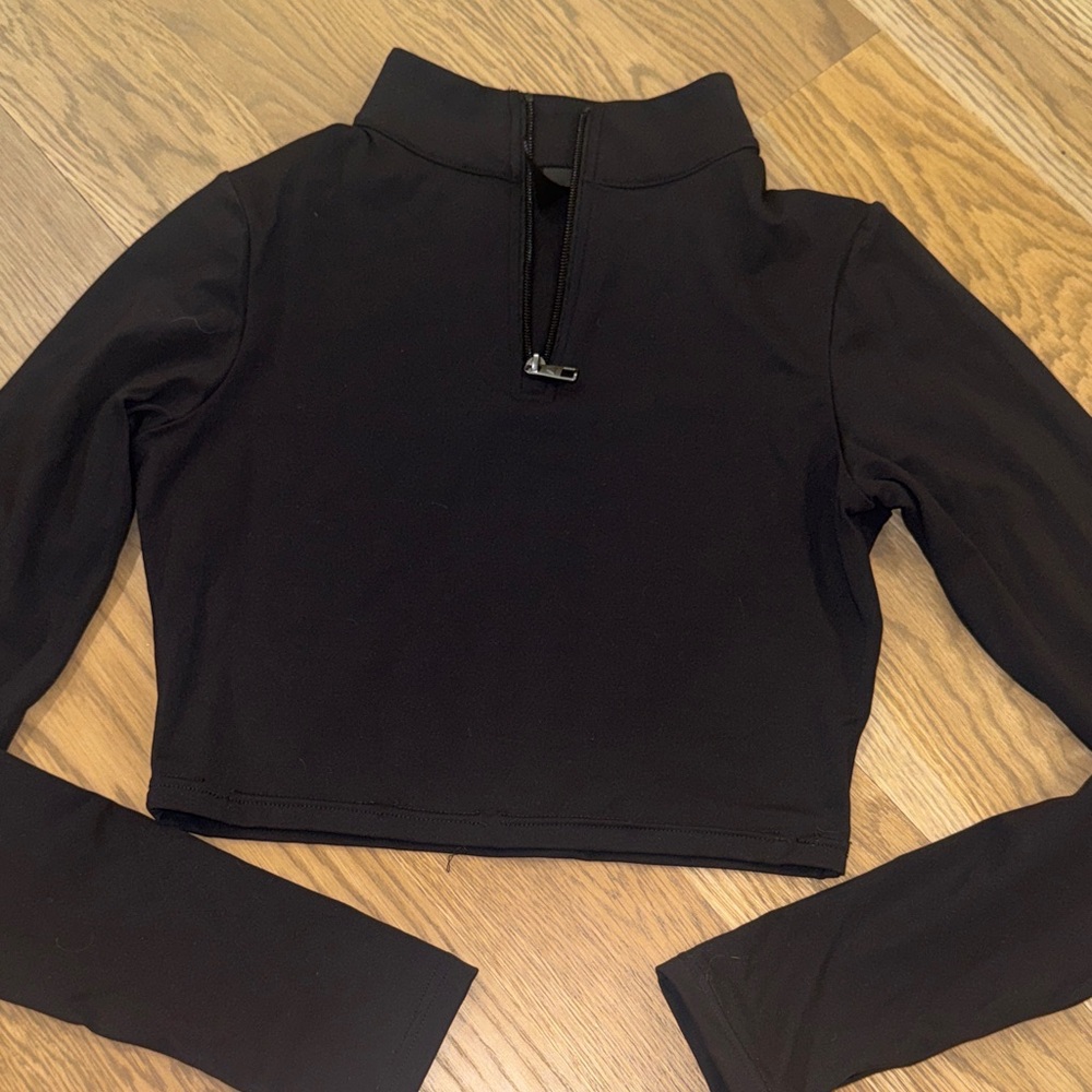 Balance Athletica Black Zip-Up Crop Top